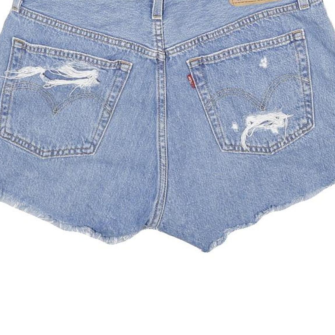 LEVIS Womens Denim Blue Distressed Cut-Off Shorts S W28 Casual Summer