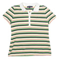 TOMMY HILFIGER Womens White & Green Striped Short Sleeve Polo Shirt M Cotton