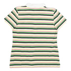 TOMMY HILFIGER Womens White & Green Striped Short Sleeve Polo Shirt M Cotton
