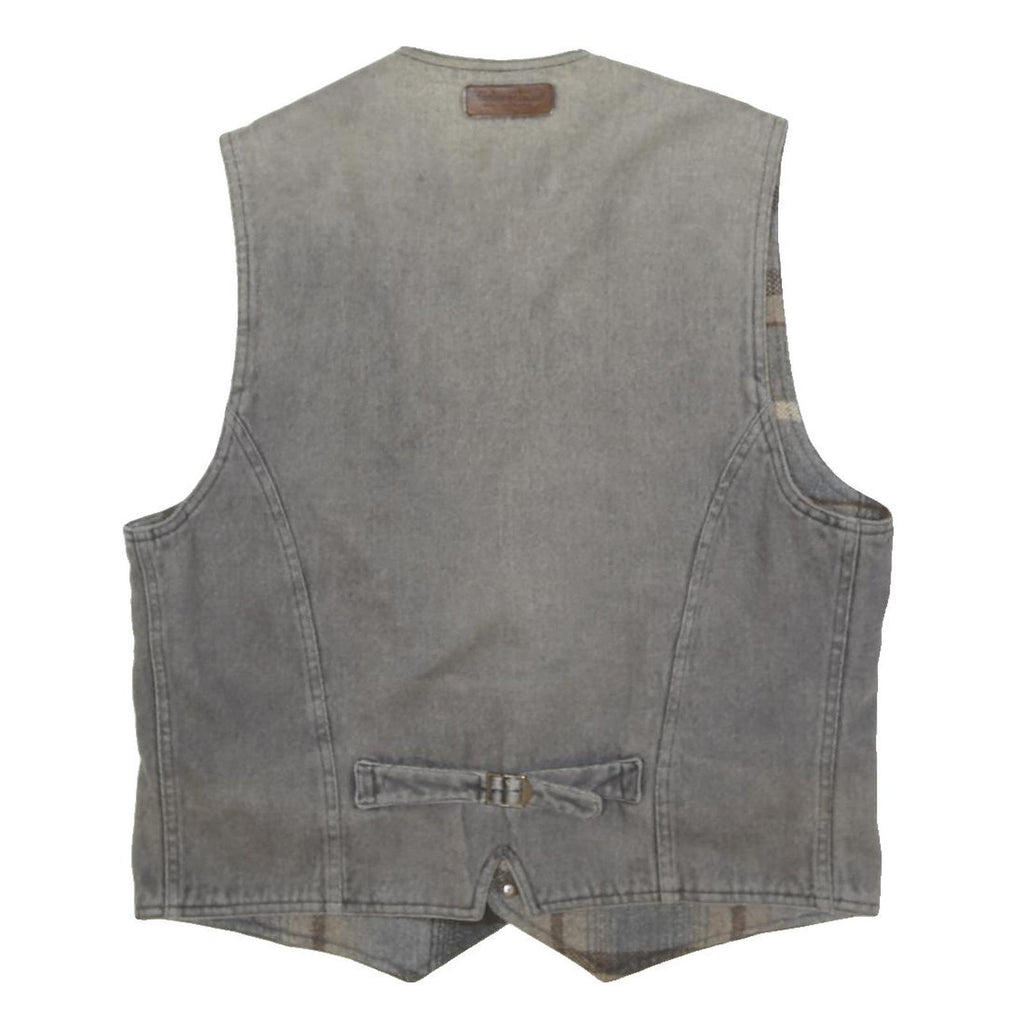 MARLBORO Mens Grey Cotton Blend Button Jacket L Plain Classic Casual Vest