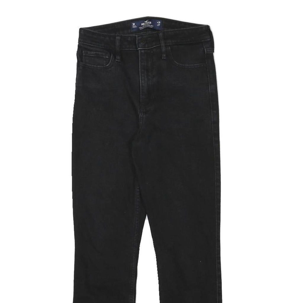 HOLLISTER Womens Slim Black Denim Cotton Blend Zip Jeans W26 L27 Stylish