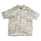 OCEAN PACIFIC Mens Cream & Beige Hawaiian Shirt M Cotton Tropical Summer