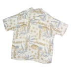 OCEAN PACIFIC Mens Cream & Beige Hawaiian Shirt M Cotton Tropical Summer