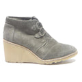 TOMS Womens Grey Suede Lace-Up Wedge Boots Polyester Blend UK 7.5 Comfortable