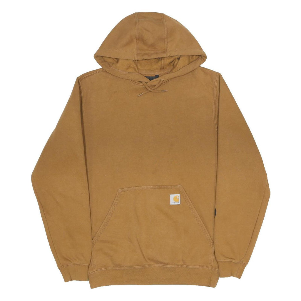 CARHARTT Mens Brown Pullover Hoodie S Printed Sleeve Logo Casual Wear