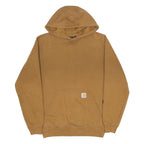 CARHARTT Mens Brown Pullover Hoodie S Printed Sleeve Logo Casual Wear