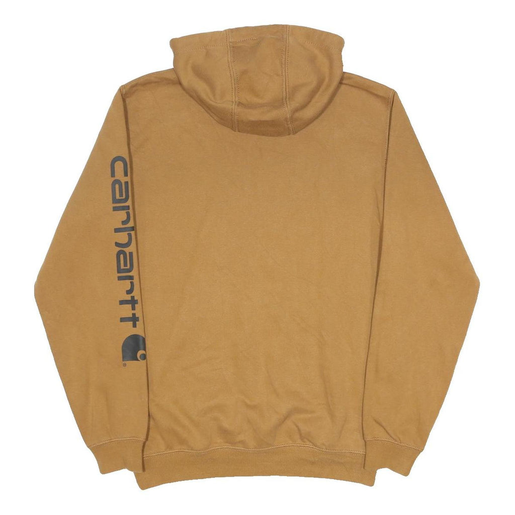 CARHARTT Mens Brown Pullover Hoodie S Printed Sleeve Logo Casual Wear