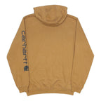 CARHARTT Mens Brown Pullover Hoodie S Printed Sleeve Logo Casual Wear