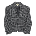 UN DEUX TROIS Womens Black & White Check Wool Blend Button Jacket S Woven