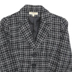 UN DEUX TROIS Womens Black & White Check Wool Blend Button Jacket S Woven