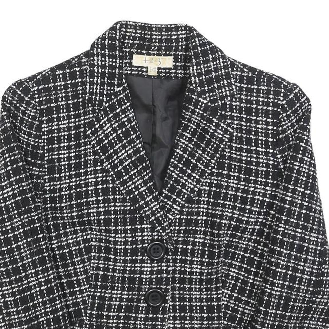 UN DEUX TROIS Womens Black & White Check Wool Blend Button Jacket S Woven