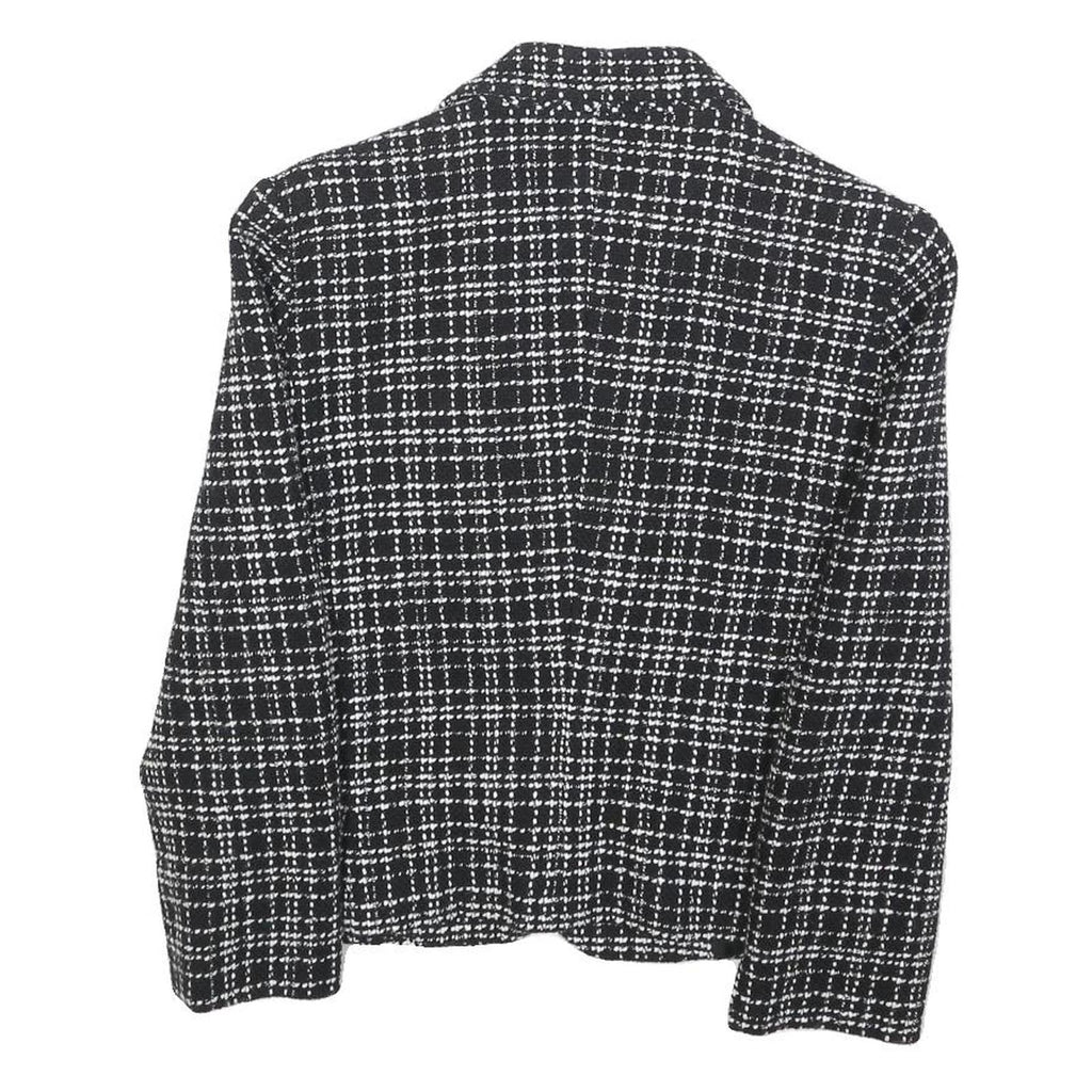 UN DEUX TROIS Womens Black & White Check Wool Blend Button Jacket S Woven