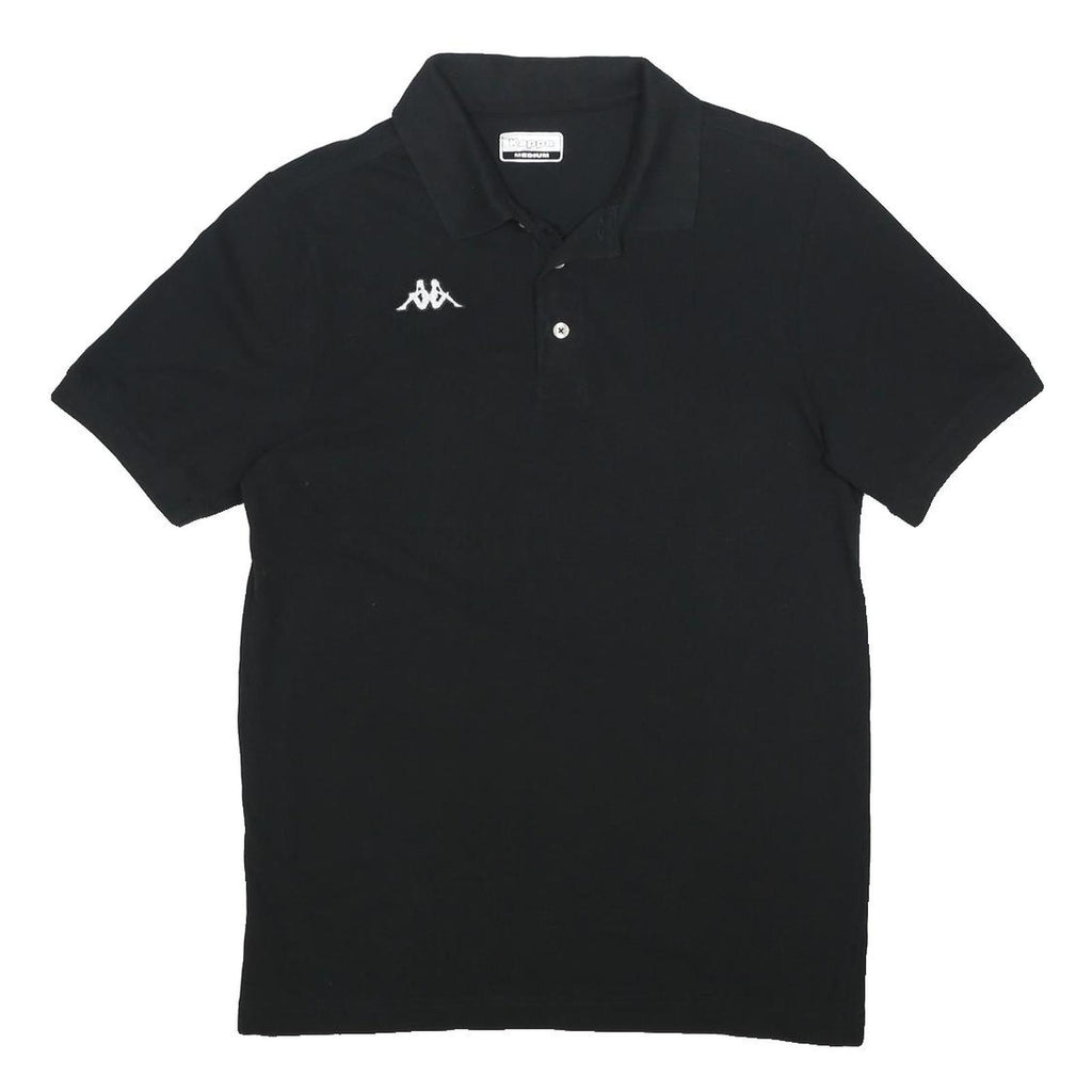 KAPPA Mens Black Polo Shirt M Cotton Short Sleeve Basic Casual Logo