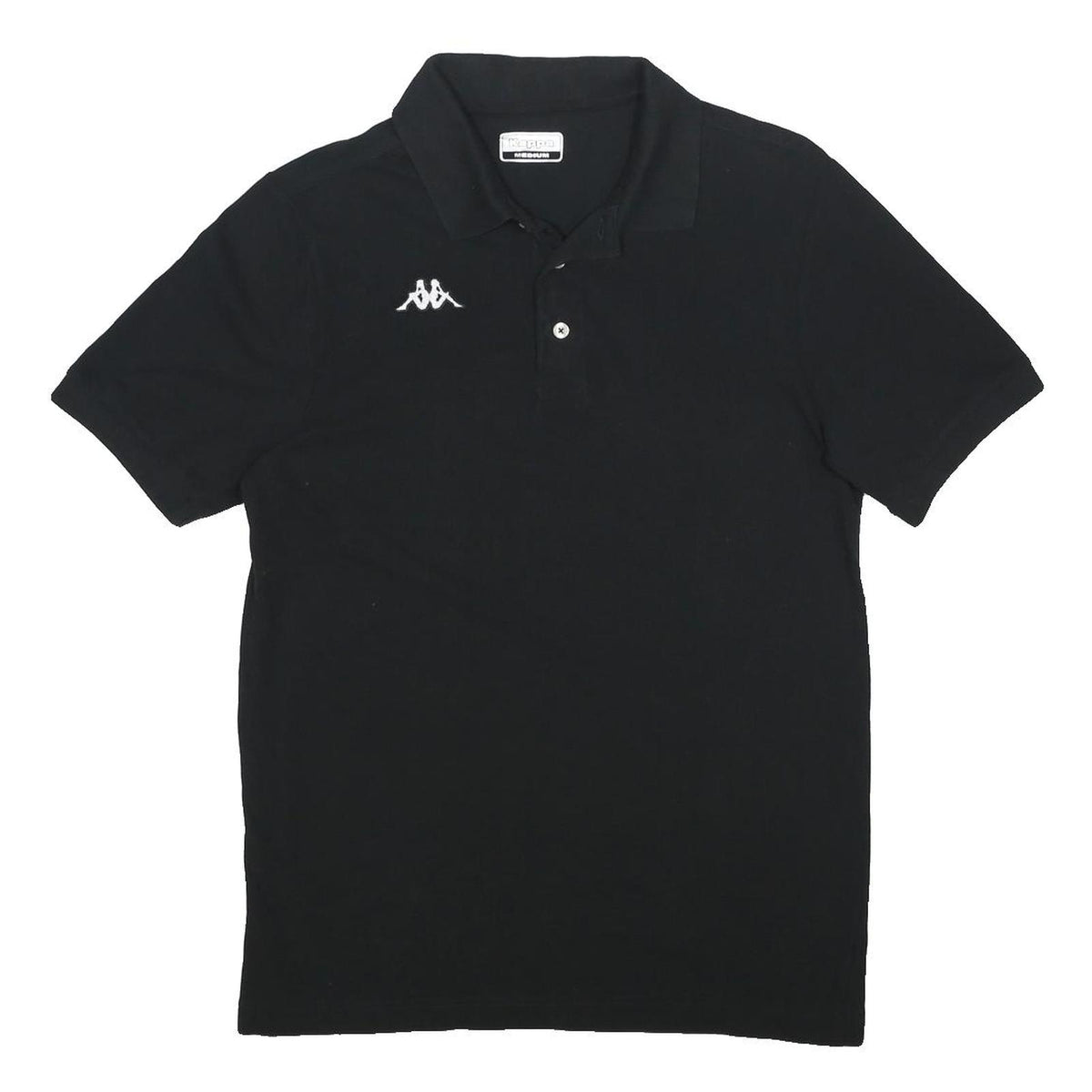 KAPPA Mens Black Polo Shirt M Cotton Short Sleeve Basic Casual Logo