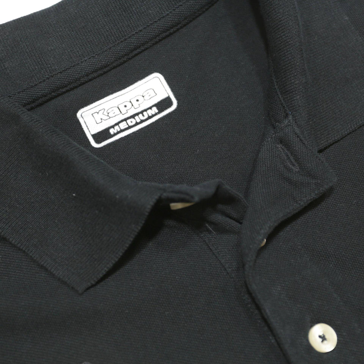KAPPA Mens Black Polo Shirt M Cotton Short Sleeve Basic Casual Logo