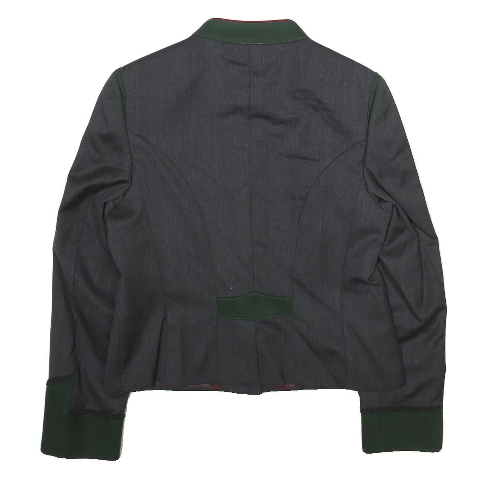 ALLWERK Womens Grey & Green Wool Jacket UK 10 Button Plain Classic Stylish