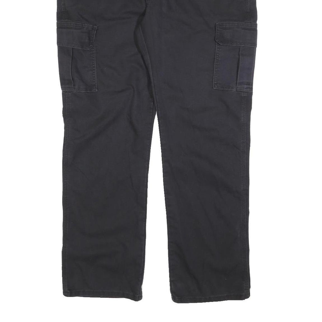 DICKIES Mens Relaxed Black Cargo Trousers W40 L32 Cotton Blend Zip Pockets
