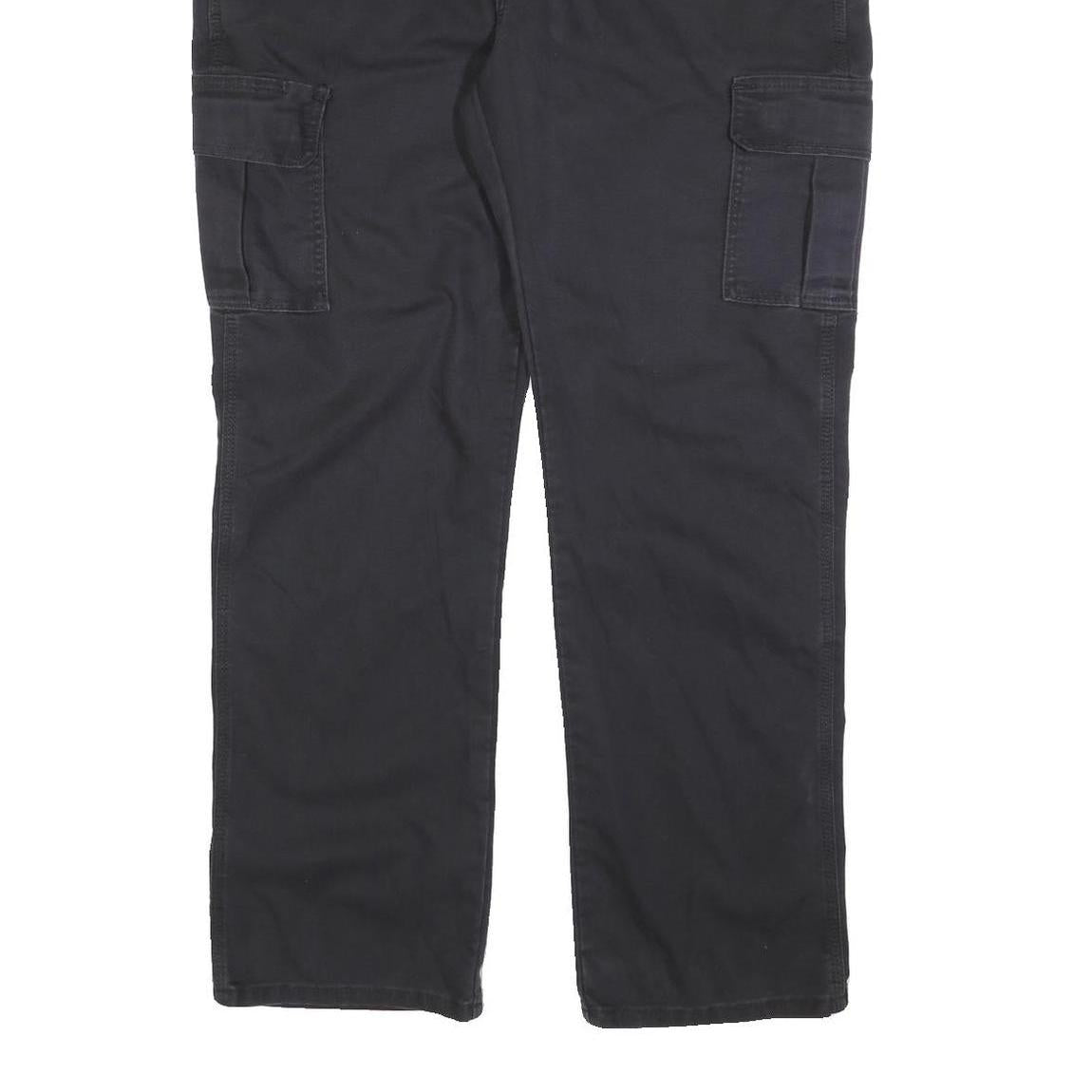 DICKIES Mens Relaxed Black Cargo Trousers W40 L32 Cotton Blend Zip Pockets