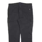 DICKIES Mens Relaxed Black Cargo Trousers W40 L32 Cotton Blend Zip Pockets