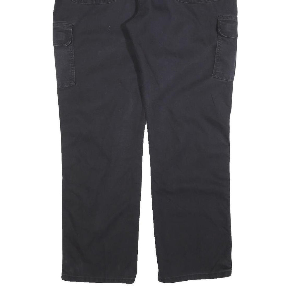 DICKIES Mens Relaxed Black Cargo Trousers W40 L32 Cotton Blend Zip Pockets