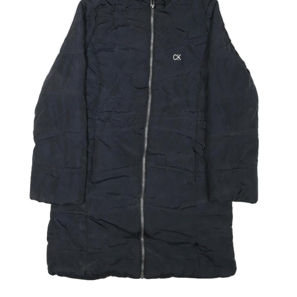 CALVIN KLEIN JEANS Womens Black Puffer Jacket XL Polyester Blend Hooded Zip