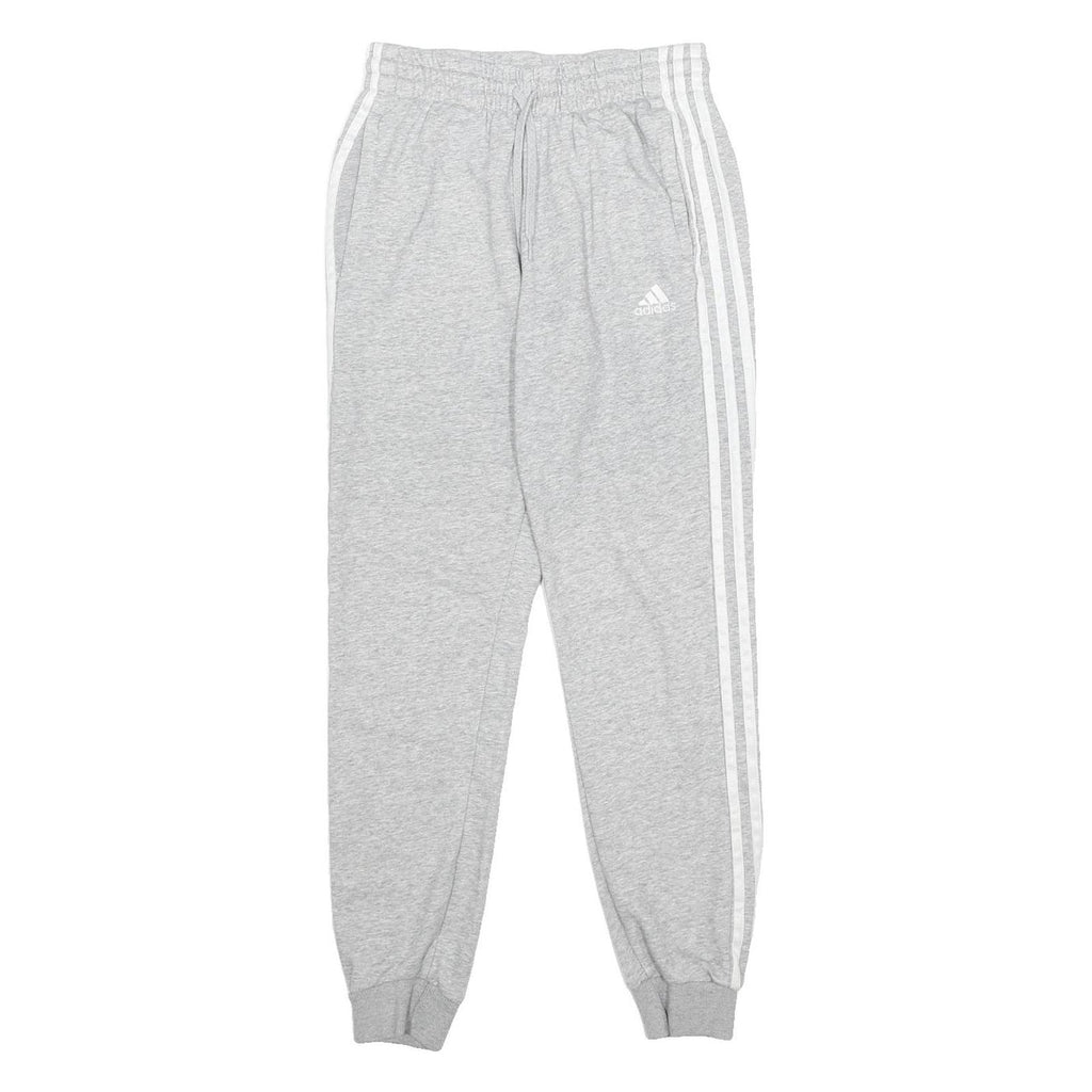 ADIDAS Womens Joggers Grey & White S W24 L27 Classic Tapered Fit Cotton Blend