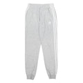 ADIDAS Womens Joggers Grey & White S W24 L27 Classic Tapered Fit Cotton Blend