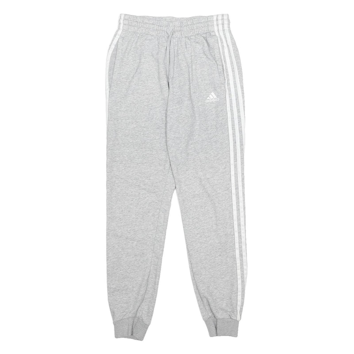 ADIDAS Womens Joggers Grey & White S W24 L27 Classic Tapered Fit Cotton Blend