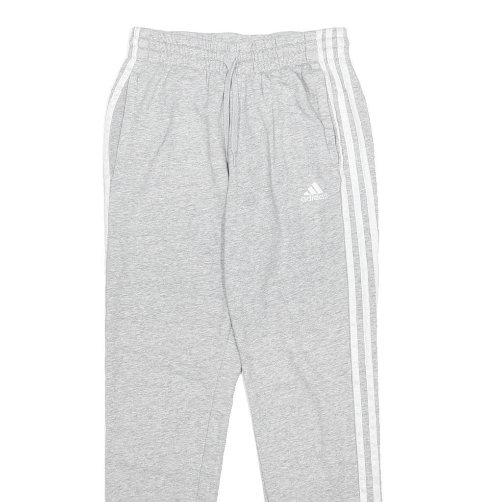 ADIDAS Womens Joggers Grey & White S W24 L27 Classic Tapered Fit Cotton Blend