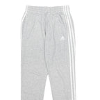 ADIDAS Womens Joggers Grey & White S W24 L27 Classic Tapered Fit Cotton Blend