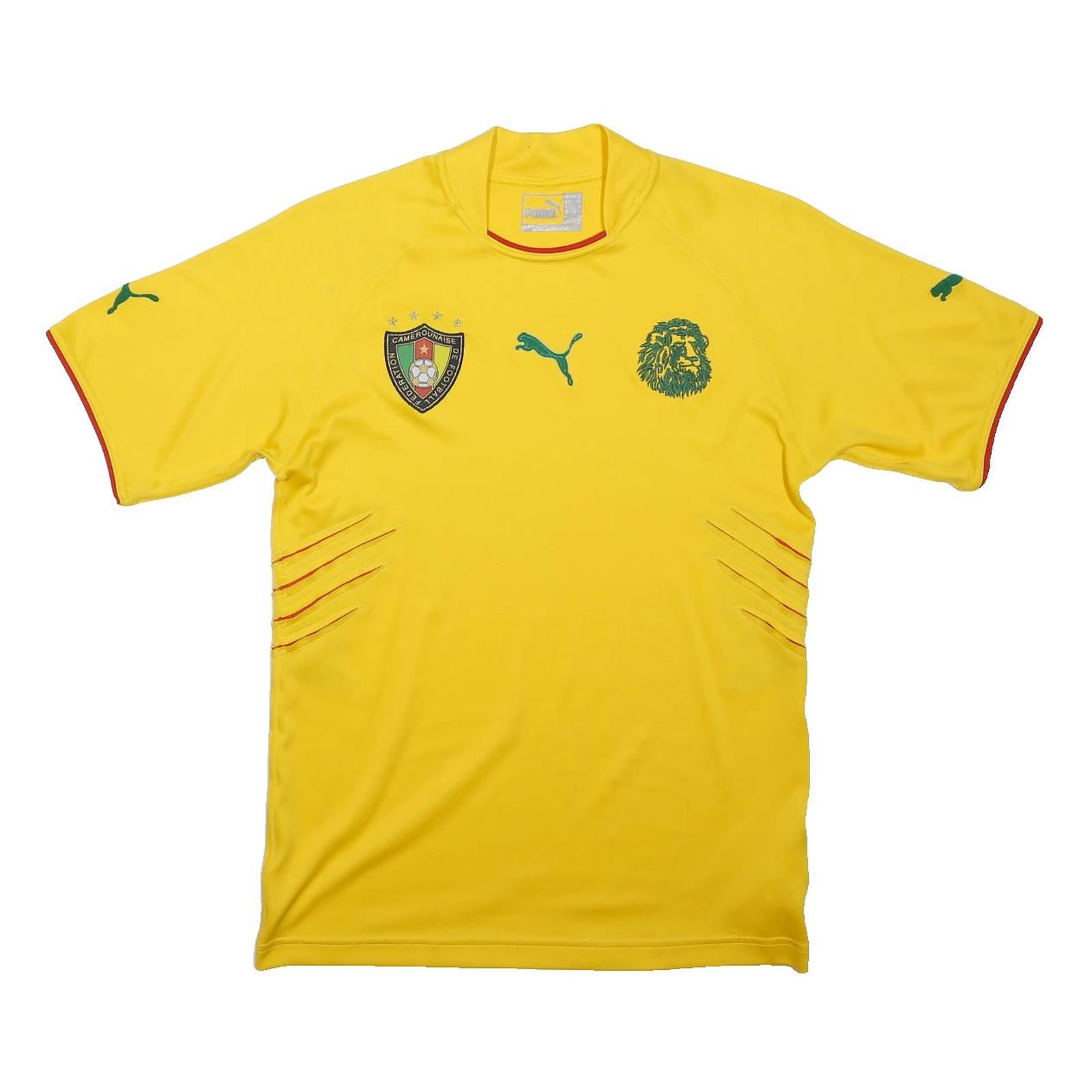 PUMA Mens Yellow Cotton Football T-Shirt M Short Sleeve Crew Neck Logo