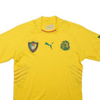 PUMA Mens Yellow Cotton Football T-Shirt M Short Sleeve Crew Neck Logo