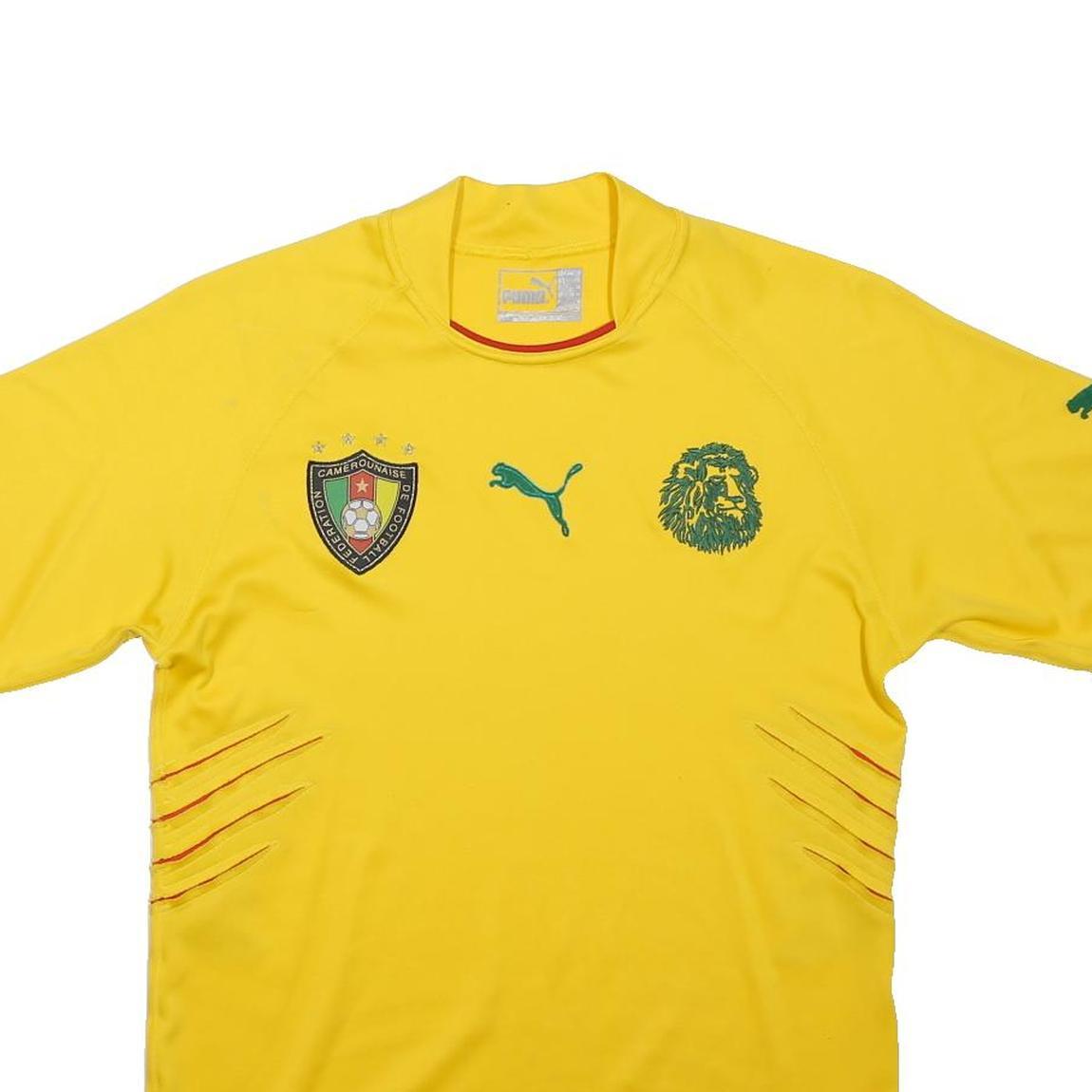 PUMA Mens Yellow Cotton Football T-Shirt M Short Sleeve Crew Neck Logo