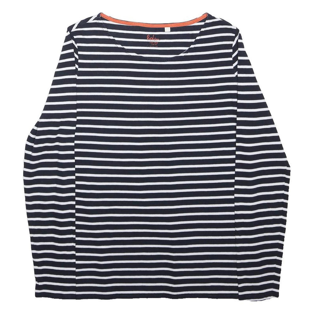 BODEN Womens Navy Blue & White Striped Basic Top Long Sleeve Round Neck UK 14