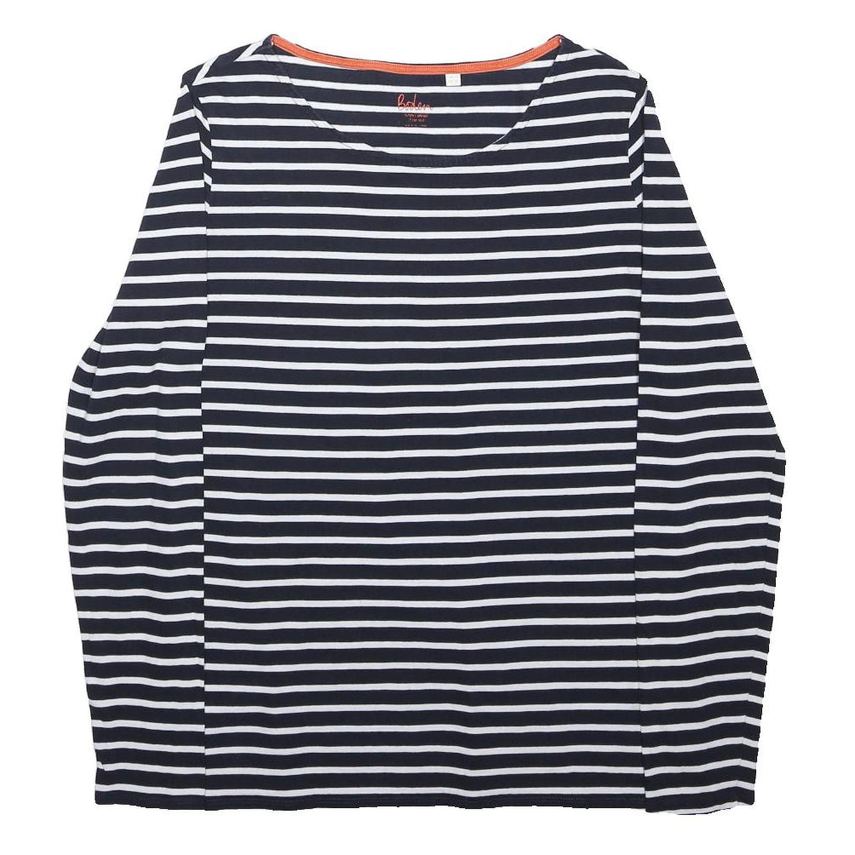 BODEN Womens Navy Blue & White Striped Basic Top Long Sleeve Round Neck UK 14