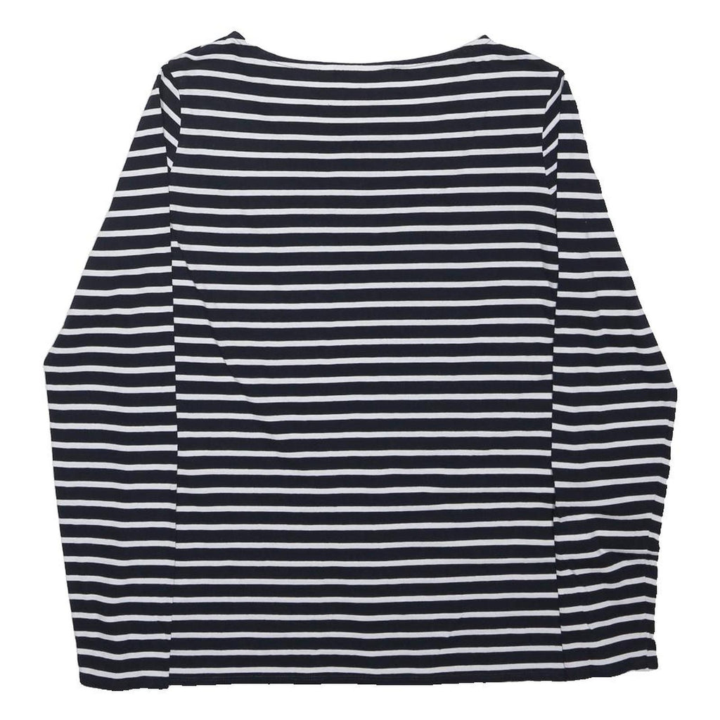 BODEN Womens Navy Blue & White Striped Basic Top Long Sleeve Round Neck UK 14
