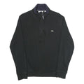 LACOSTE Mens Black Cotton Quarter Zip Sweatshirt 2XL Casual Sportswear