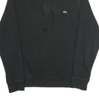 LACOSTE Mens Black Cotton Quarter Zip Sweatshirt 2XL Casual Sportswear