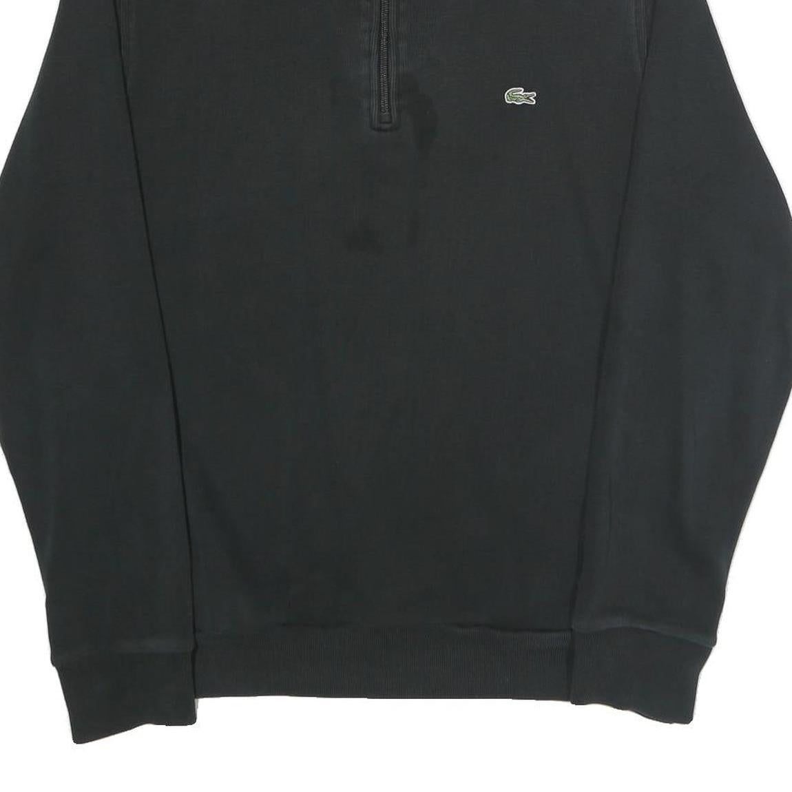 LACOSTE Mens Black Cotton Quarter Zip Sweatshirt 2XL Casual Sportswear
