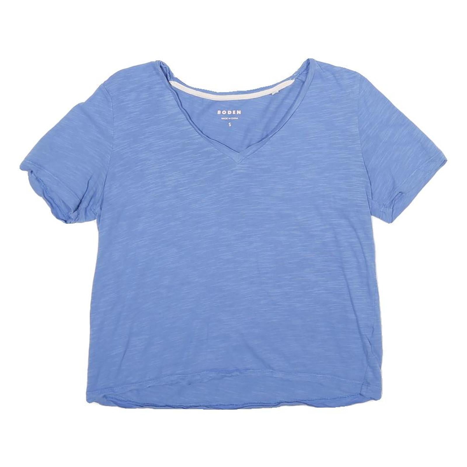 BODEN Womens Blue T-Shirt S Short Sleeve V-Neck Casual Soft Cotton