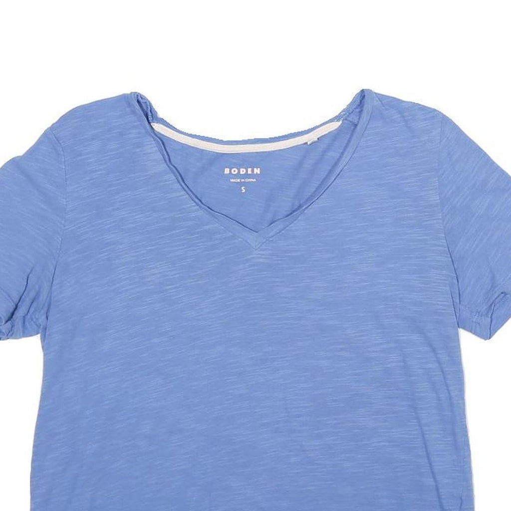 BODEN Womens Blue T-Shirt S Short Sleeve V-Neck Casual Soft Cotton