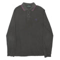FRED PERRY Mens Black & Purple Long Sleeve Plain M Polo Shirt Classic Cotton