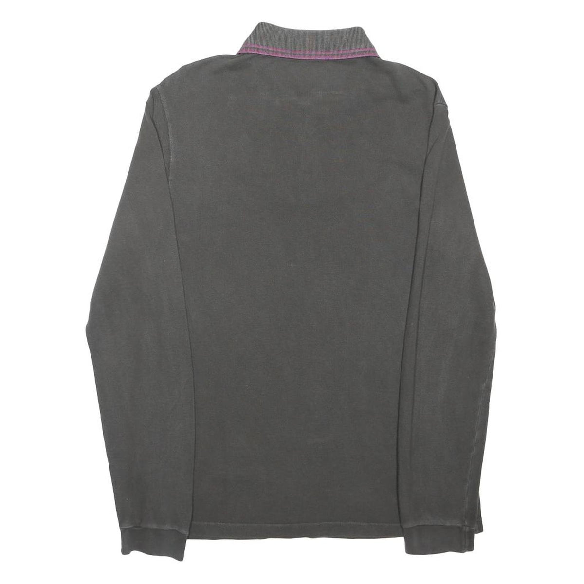FRED PERRY Mens Black & Purple Long Sleeve Plain M Polo Shirt Classic Cotton