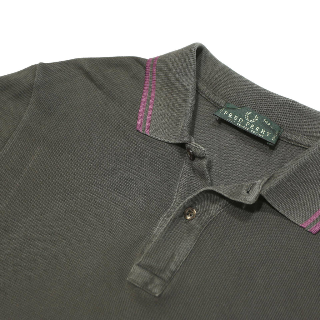 FRED PERRY Mens Black & Purple Long Sleeve Plain M Polo Shirt Classic Cotton