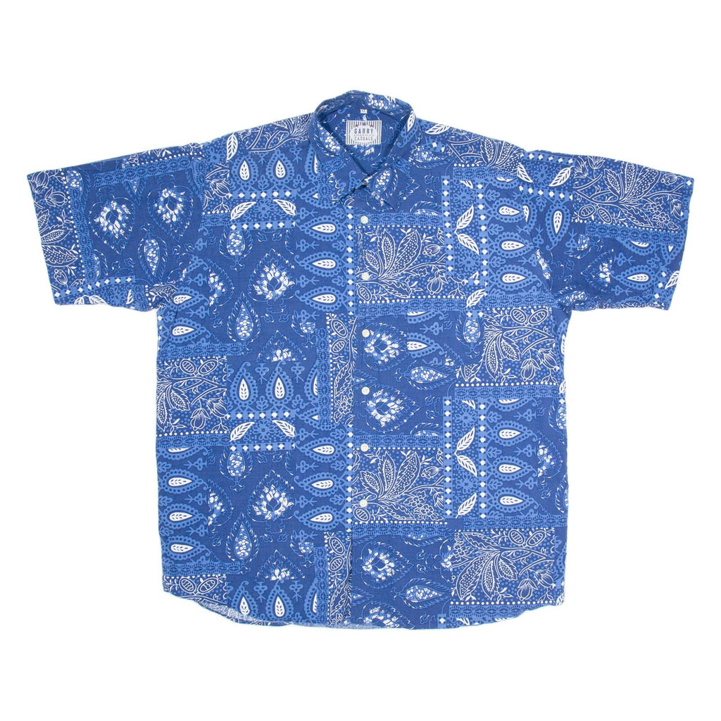GARRY Mens Shirt Blue Floral XL