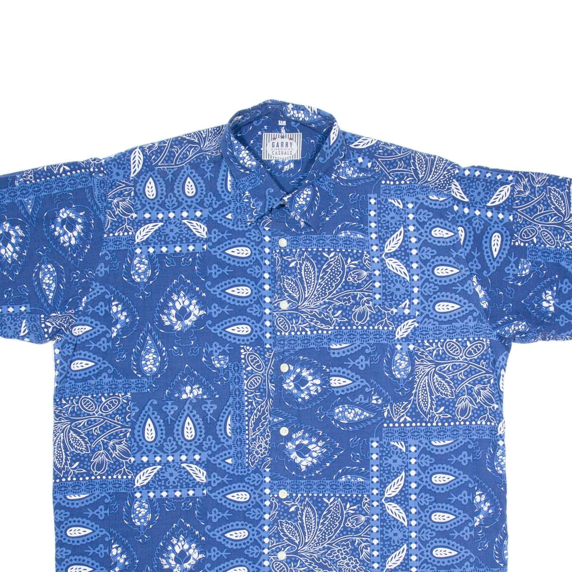 GARRY Mens Shirt Blue Floral XL
