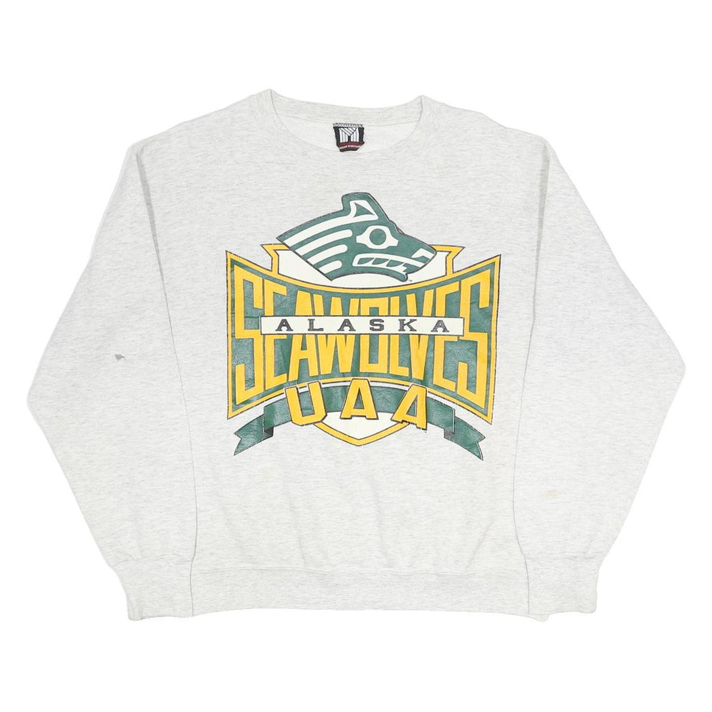 MARQUEE Mens Grey Alaska Seawolves Crew Neck M Cotton Blend Sweatshirt