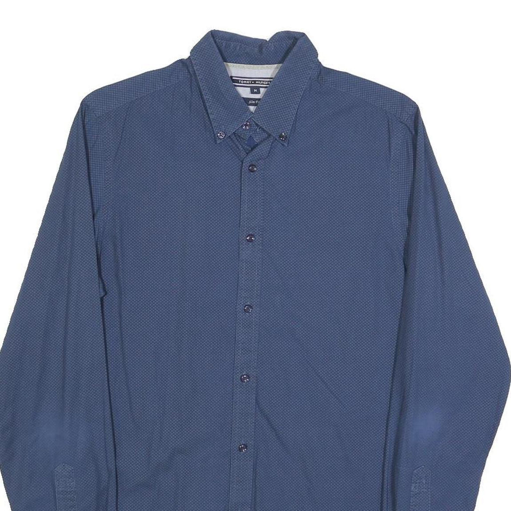 TOMMY HILFIGER Mens Blue Button Down Shirt M Cotton Blend Casual Stylish