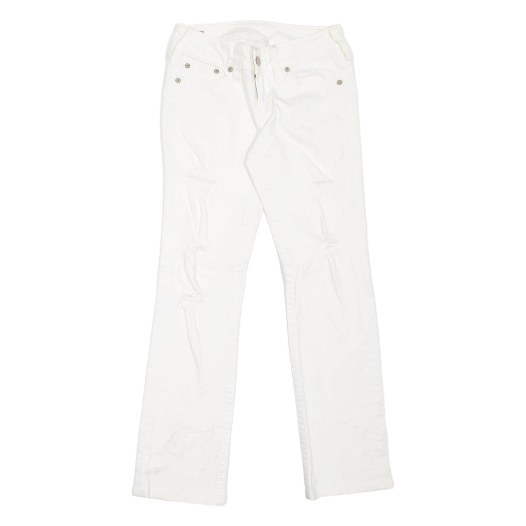 TRUE RELIGION Johnny Distressed Womens Jeans White Slim Bootcut W28 L30