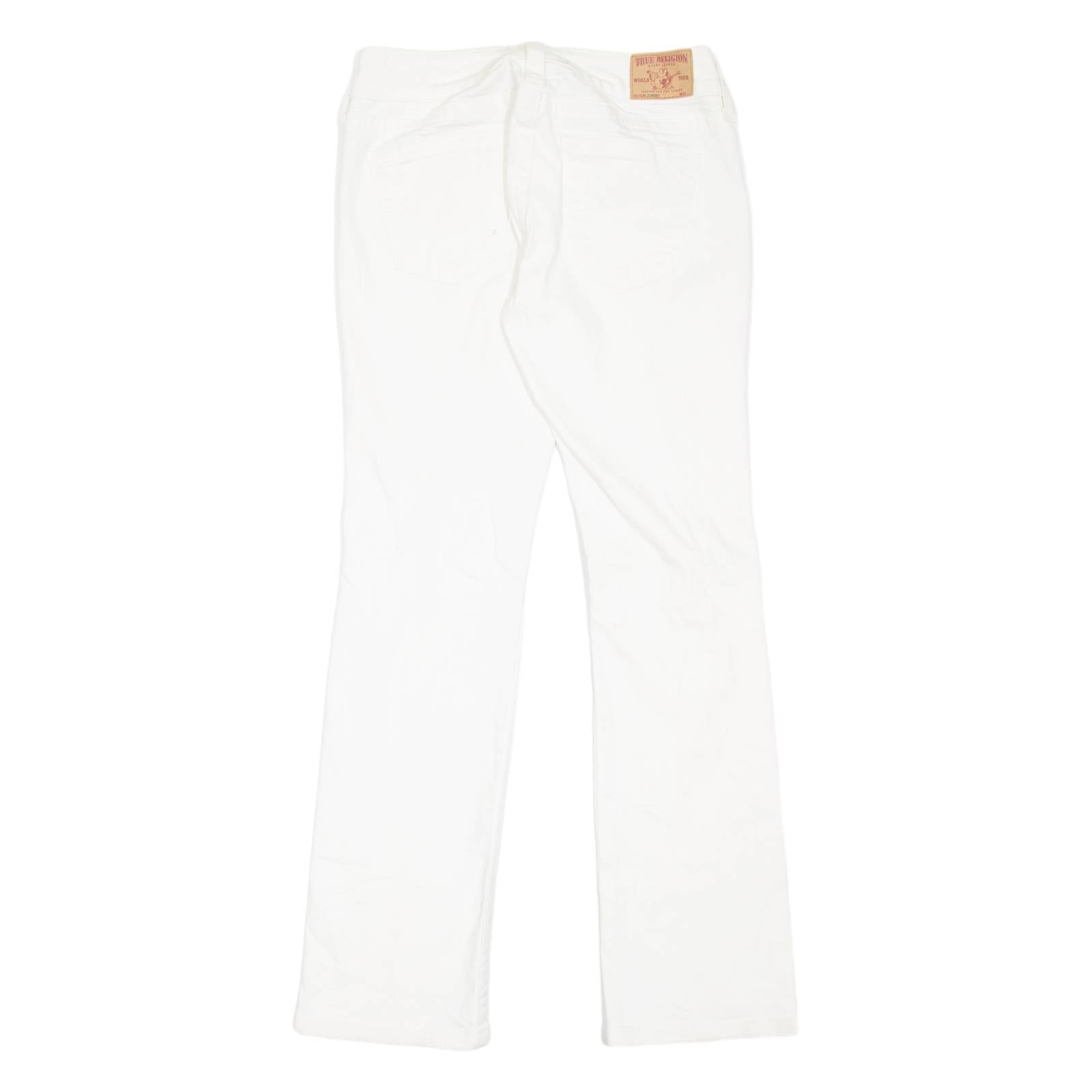 TRUE RELIGION Johnny Distressed Womens Jeans White Slim Bootcut W28 L30